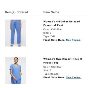 Jaanu scrub set size small ciel blue